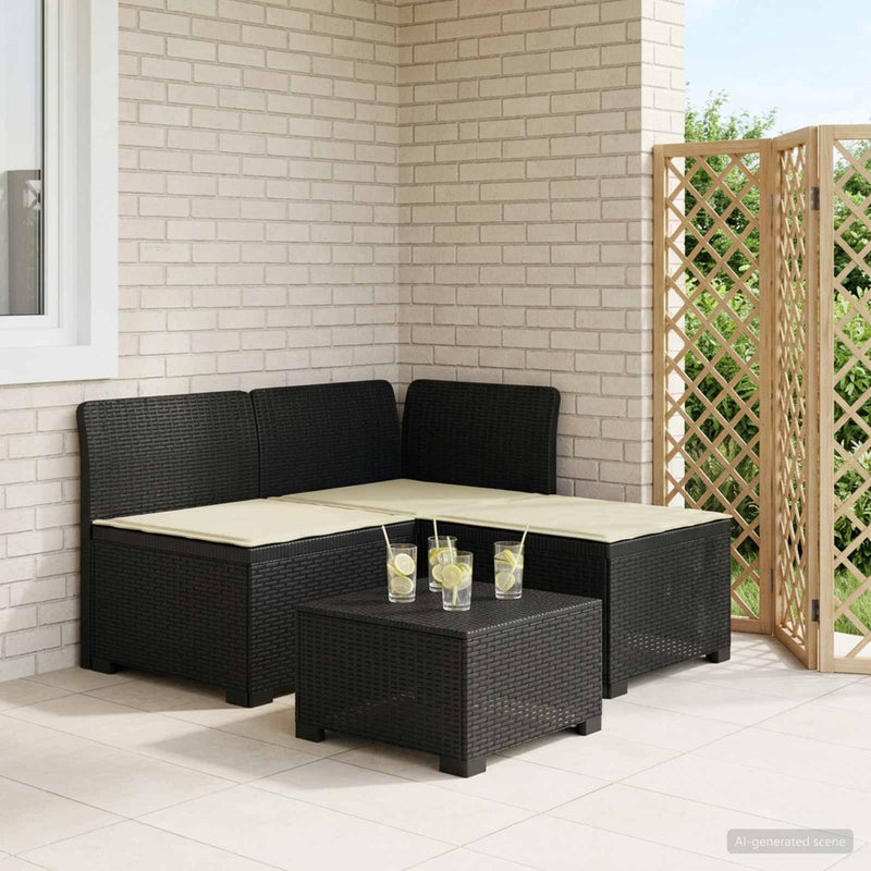 Sofa de grădină cu 3 locuri, cu perne, aspect de rattan PP