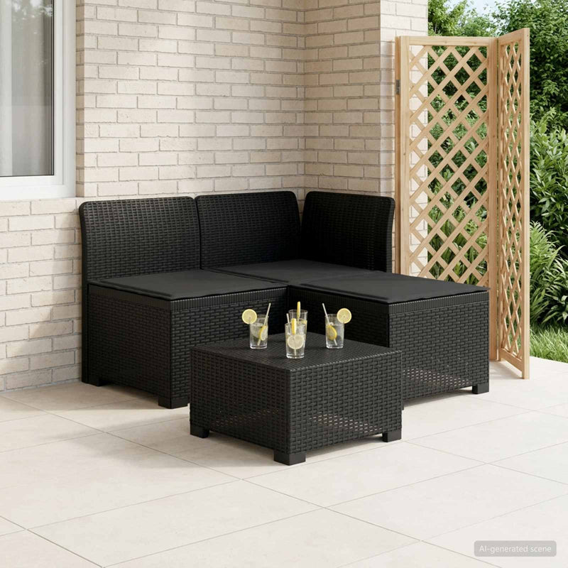 Sofa de grădină cu 3 locuri, cu perne, aspect de rattan PP