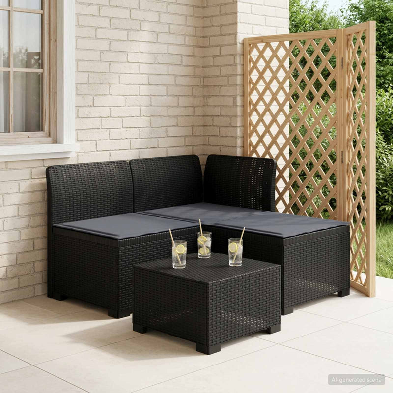 Sofa de grădină cu 3 locuri, cu perne, aspect de rattan PP