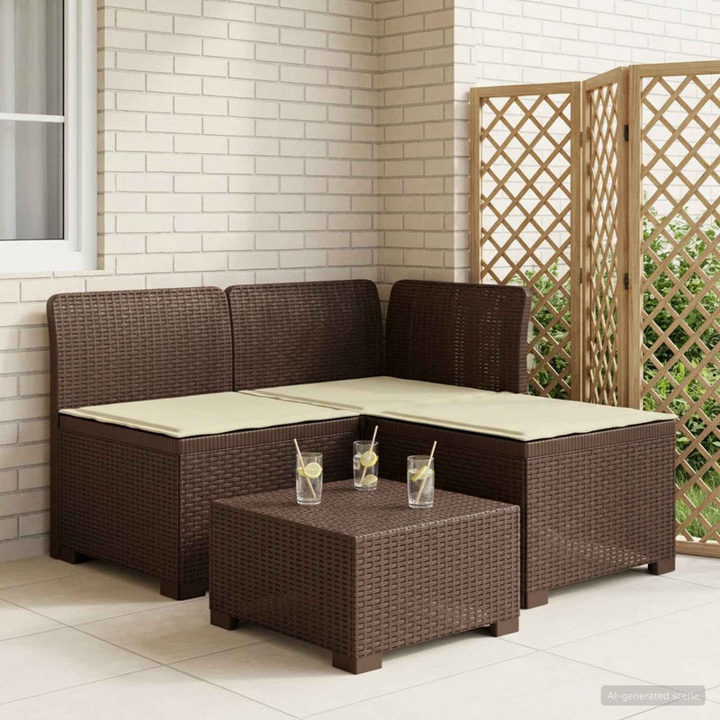 Sofa de grădină cu 3 locuri, cu perne, aspect de rattan PP Maro