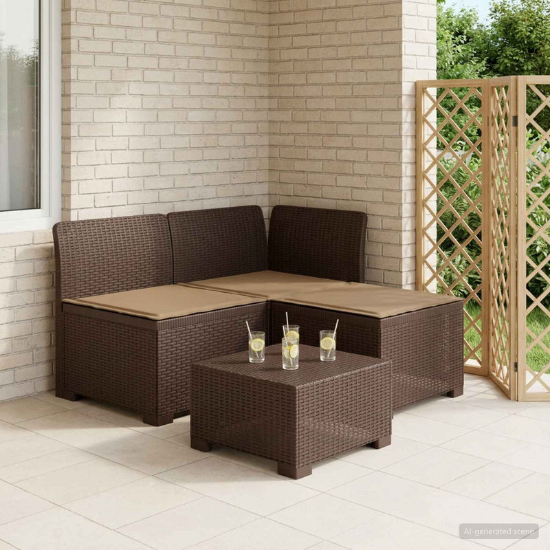 Sofa de grădină cu 3 locuri, cu perne, aspect de rattan PP Maro