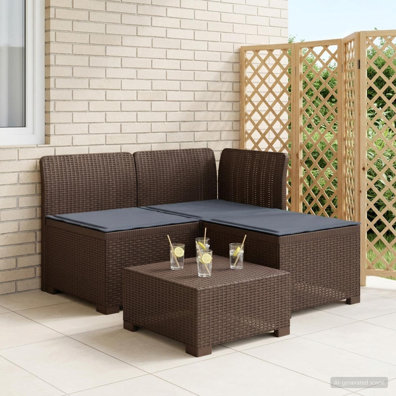 Sofa de grădină cu 3 locuri, cu perne, aspect de rattan PP Maro