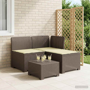 Sofa de grădină cu 3 locuri, cu perne, aspect de rattan PP
