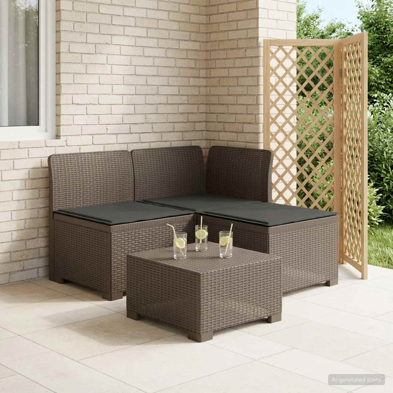 Sofa de grădină cu 3 locuri, cu perne, aspect de rattan PP