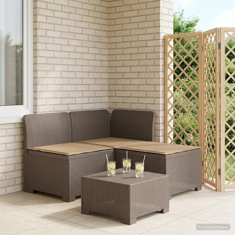 Sofa de grădină cu 3 locuri, cu perne, aspect de rattan PP
