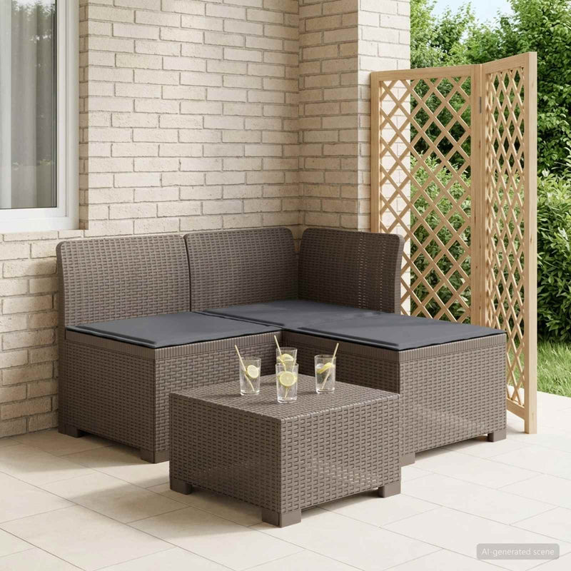Sofa de grădină cu 3 locuri, cu perne, aspect de rattan PP
