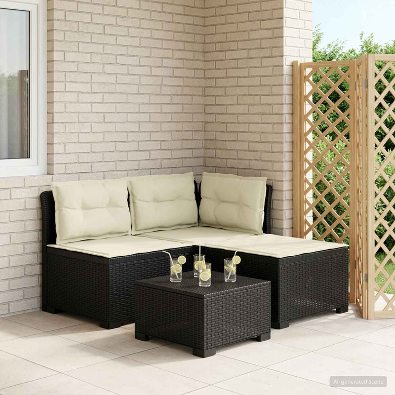 Sofa de grădină cu 3 locuri, cu perne, aspect de rattan PP