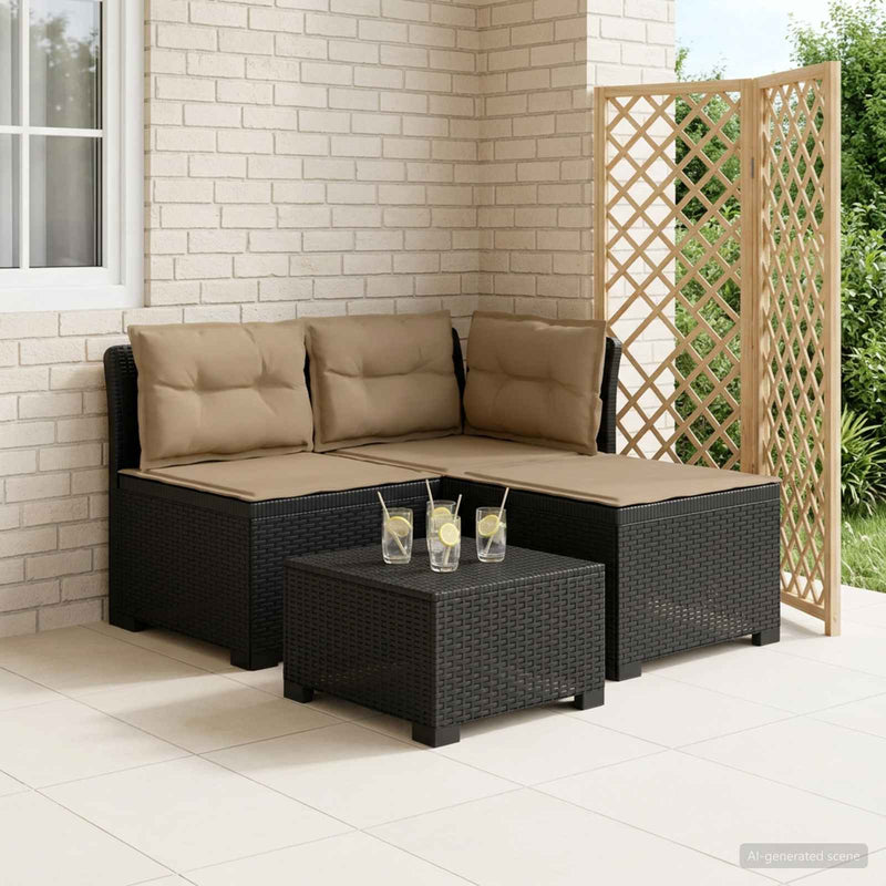 Sofa de grădină cu 3 locuri, cu perne, aspect de rattan PP