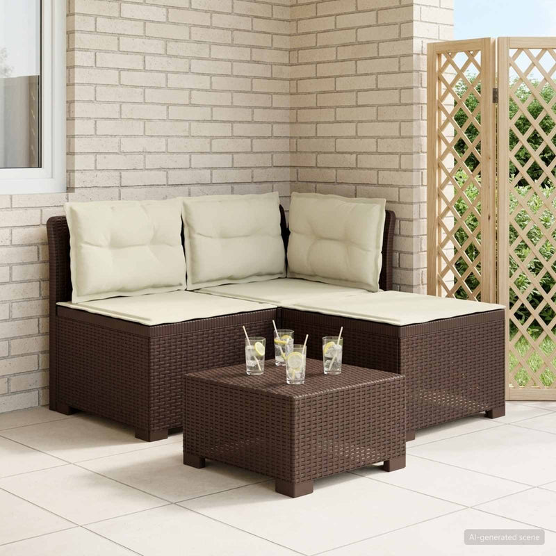 Sofa de grădină cu 3 locuri, cu perne, aspect de rattan PP Maro