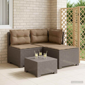 Sofa de grădină cu 3 locuri, cu perne, aspect de rattan PP
