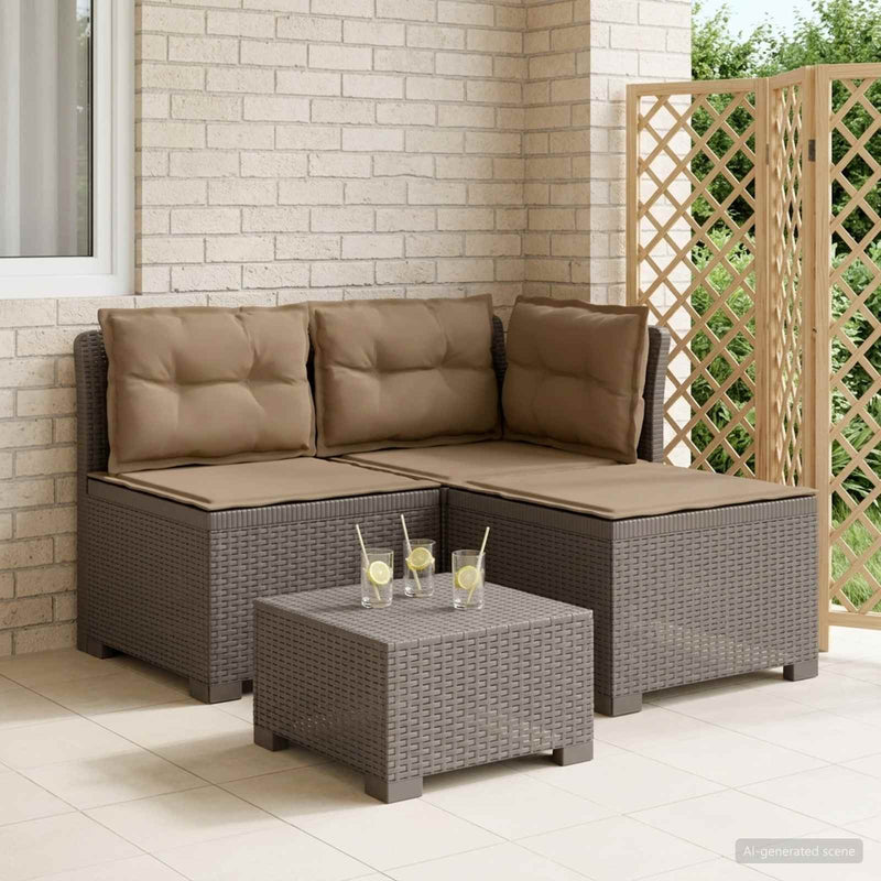 Sofa de grădină cu 3 locuri, cu perne, aspect de rattan PP
