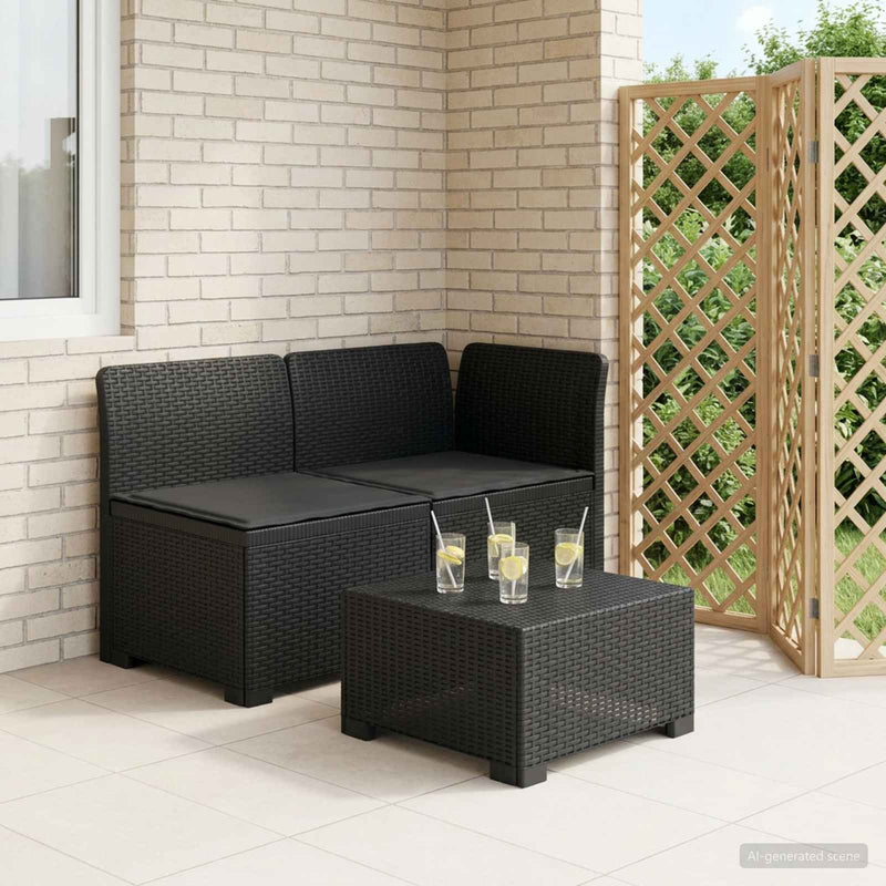 Canapea de Grădină cu 2 Locuri cu Perne Aspect Rattan PP