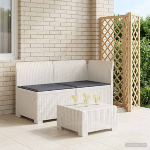 Canapea de Grădină cu 2 Locuri cu Perne Aspect Rattan PP Alb