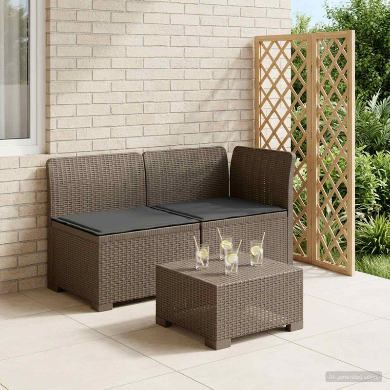 Canapea de Grădină cu 2 Locuri cu Perne Aspect Rattan PP