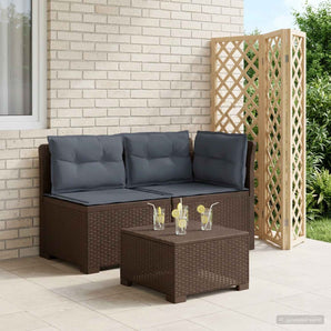 Canapea de Grădină cu 2 Locuri cu Perne Aspect Rattan PP Maro
