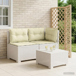 Canapea de Grădină cu 2 Locuri cu Perne Aspect Rattan PP Alb