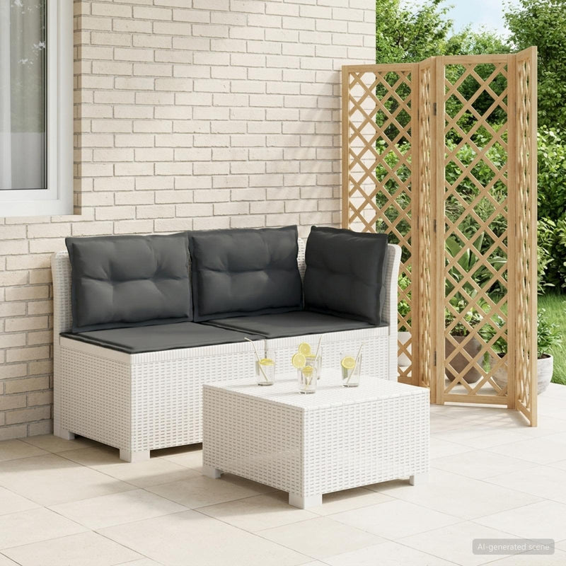 Canapea de Grădină cu 2 Locuri cu Perne Aspect Rattan PP Alb