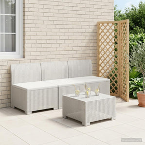Canapea pentru Grădină cu 3 Locuri Aspect Rattan PP Alb