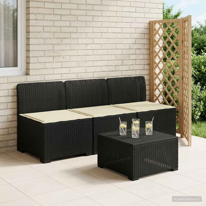 Sofa de grădină cu 3 locuri, cu perne, aspect de rattan PP