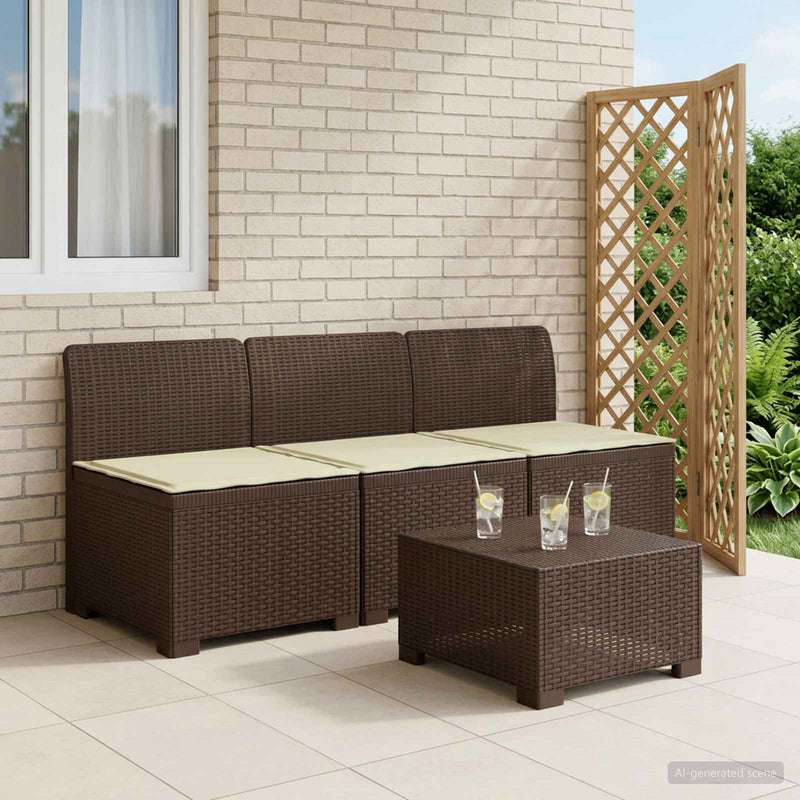 Sofa de grădină cu 3 locuri, cu perne, aspect de rattan PP Maro