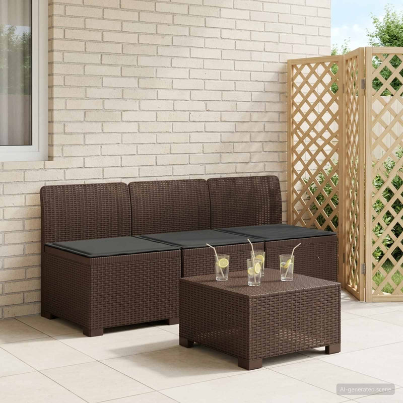 Sofa de grădină cu 3 locuri, cu perne, aspect de rattan PP Maro