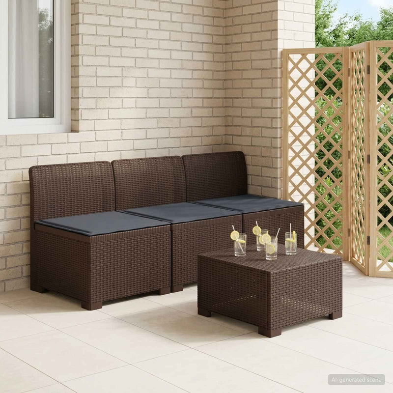 Sofa de grădină cu 3 locuri, cu perne, aspect de rattan PP Maro