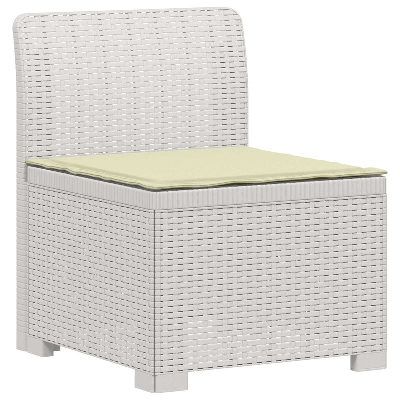 Sofa de grădină cu 3 locuri, cu perne, aspect de rattan PP Alb