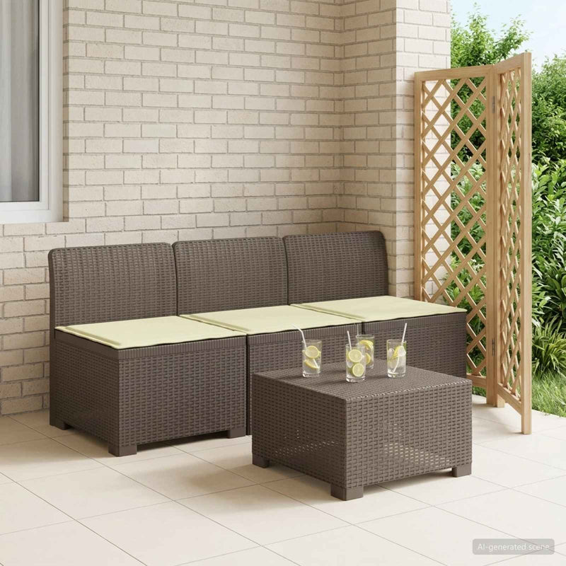 Sofa de grădină cu 3 locuri, cu perne, aspect de rattan PP