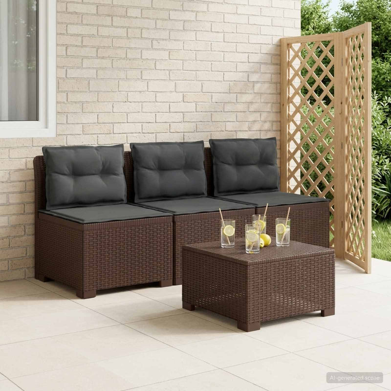 Sofa de grădină cu 3 locuri, cu perne, aspect de rattan PP Maro