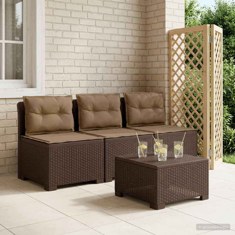 Sofa de grădină cu 3 locuri, cu perne, aspect de rattan PP Maro