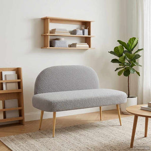 Bancă tapițată cu spătar Gri deschis 110 x 60 x 76 cm Bouclé