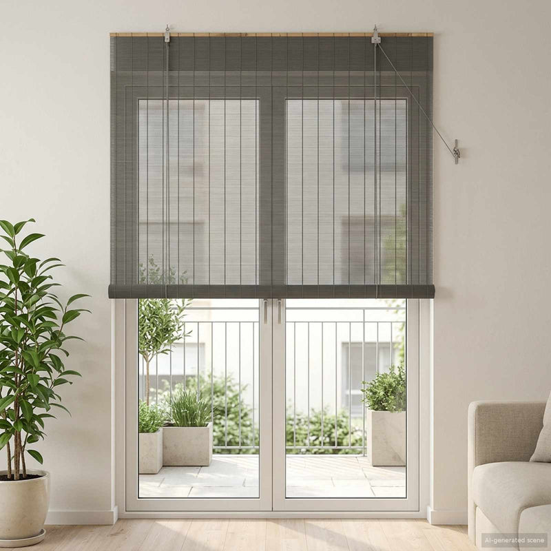 Rulou textil Gri 130 x 220 cm Bambus