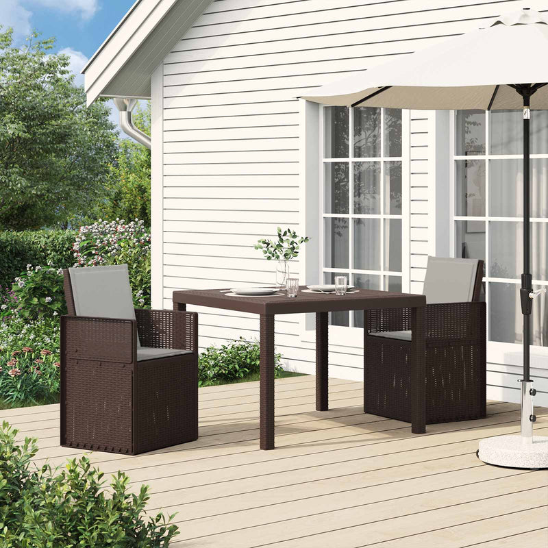 Set de masă pentru grădină 3 pcs Maro și gri deschis PP
