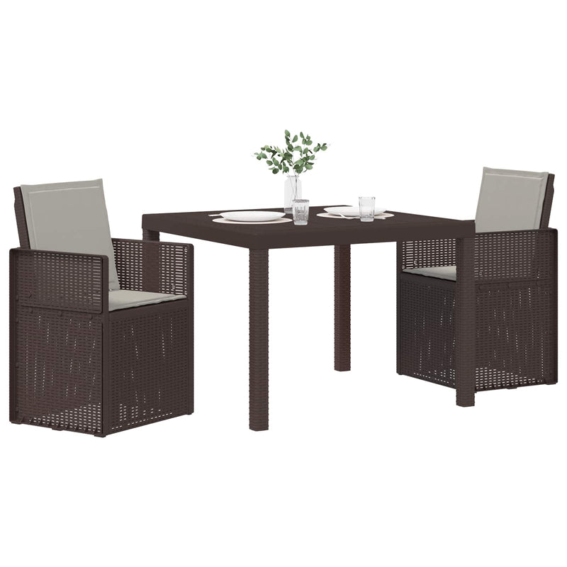 Set de masă pentru grădină 3 pcs Maro și gri deschis PP