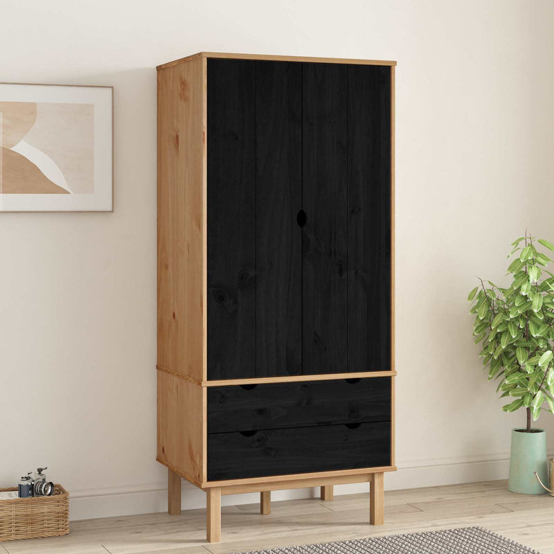 Dulap cu sertar OTTA Negru 76,5 x 53 x 172 cm Lemn masiv de pin