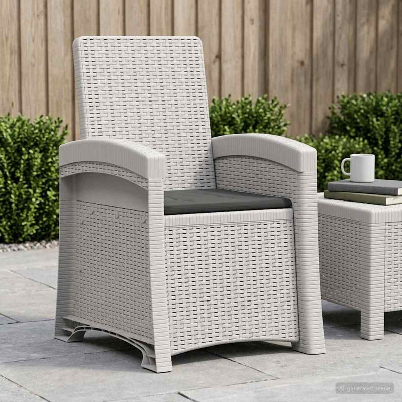 Scaun de grădină reclinabil aspect rattan Alb și antracit PP