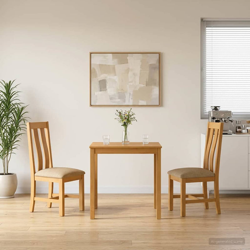 Set de dining 3 buc. Bej Lemn de stejar masiv