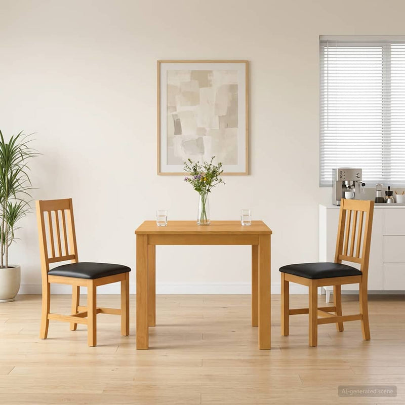 Set de dining 3 buc. Negru Lemn de stejar masiv