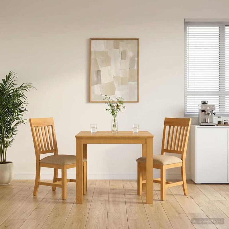 Set de dining 3 buc. Bej Lemn de stejar masiv