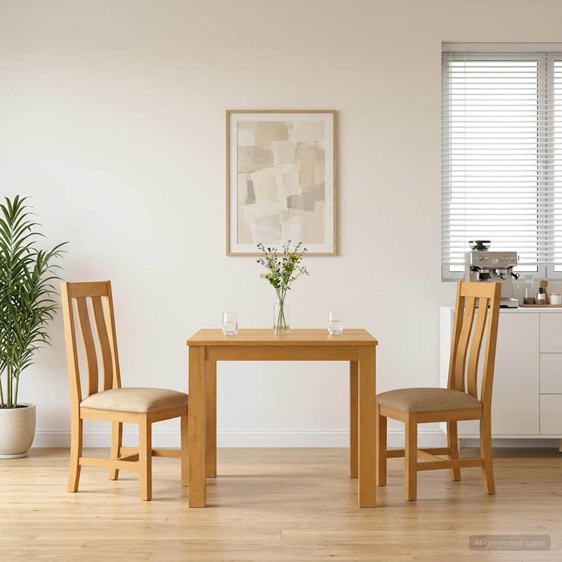 Set de dining 3 buc. Bej Lemn de stejar masiv
