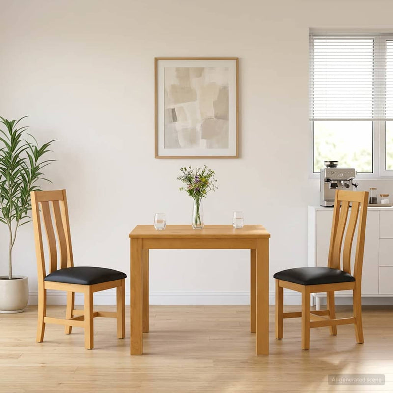 Set de dining 3 buc. Negru Lemn de stejar masiv