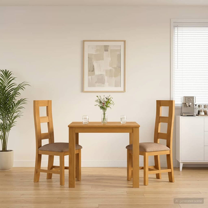 Set de dining 3 buc. Gri Lemn de stejar masiv