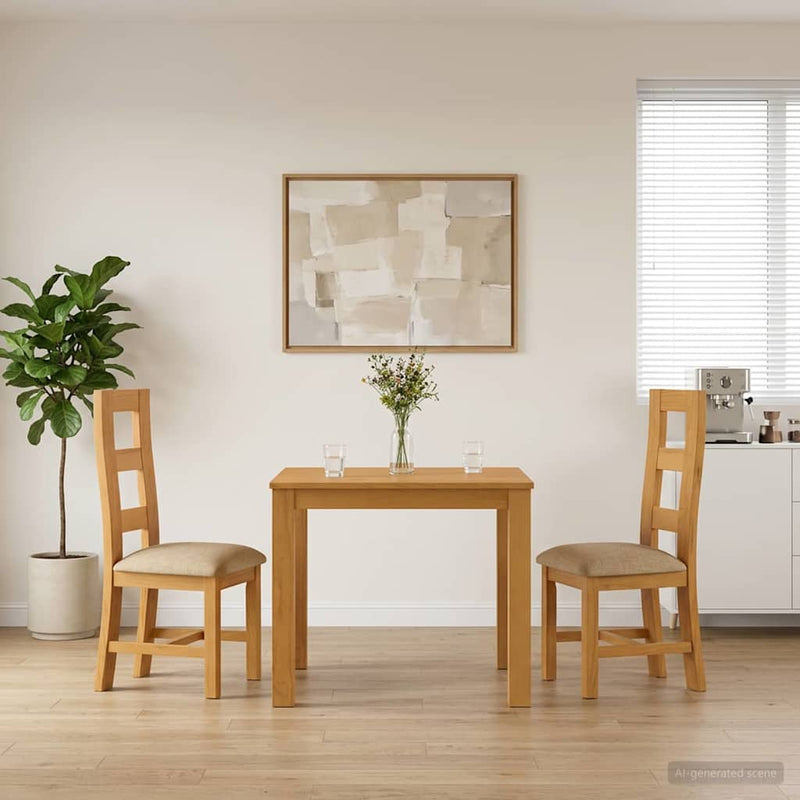 Set de dining 3 buc. Bej Lemn de stejar masiv