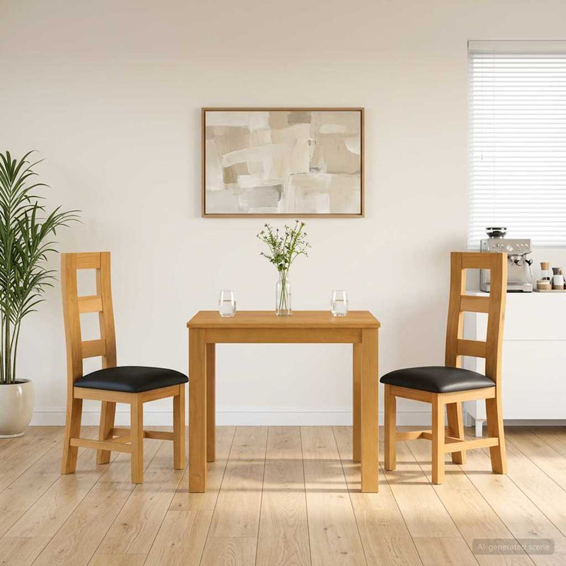 Set de dining 3 buc. Negru Lemn de stejar masiv