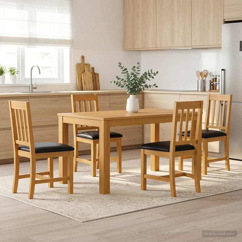Set de dining 5 buc. Negru Lemn de stejar masiv