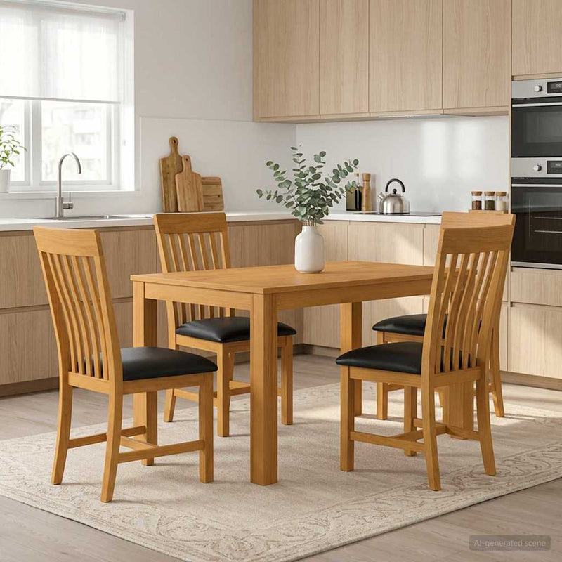 Set de dining 5 buc. Negru Lemn de stejar masiv