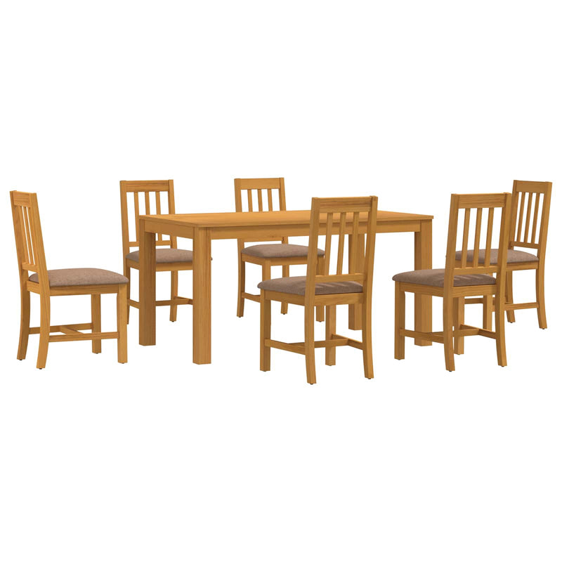 Set de dining 7 buc. Gri Lemn de stejar masiv