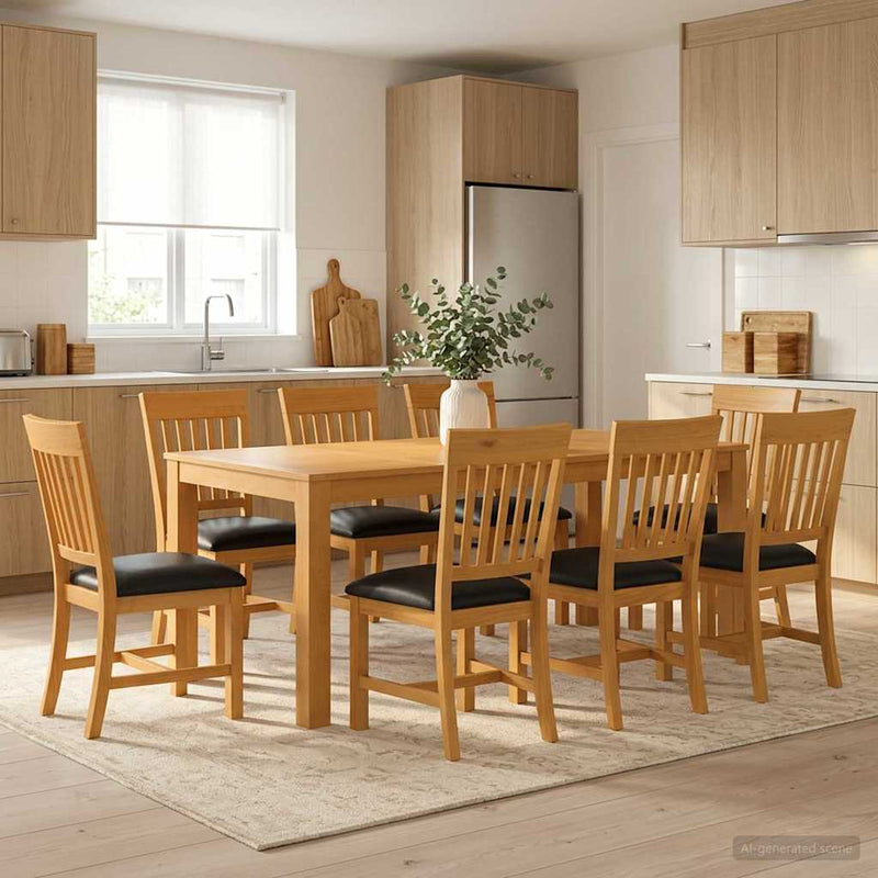 Set de dining 9 buc. Negru Lemn de stejar masiv