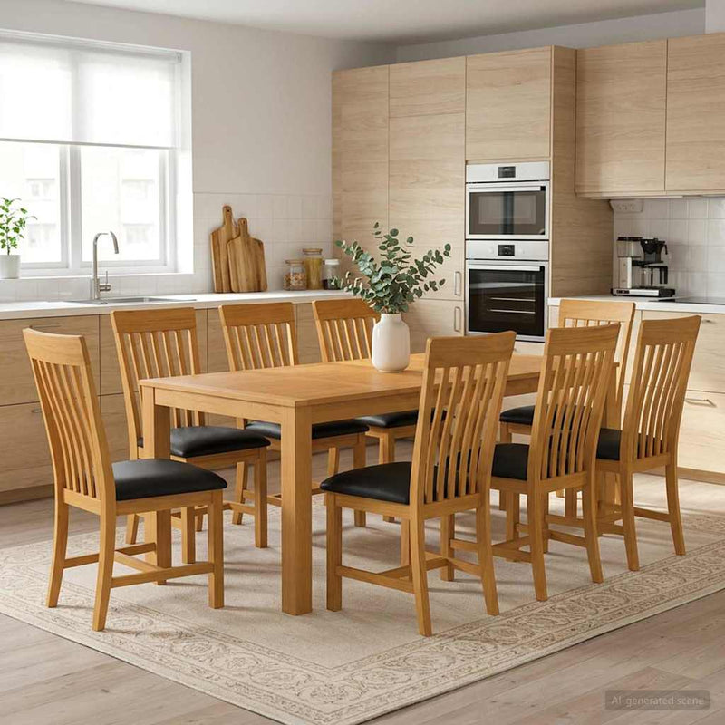 Set de dining 9 buc. Negru Lemn de stejar masiv