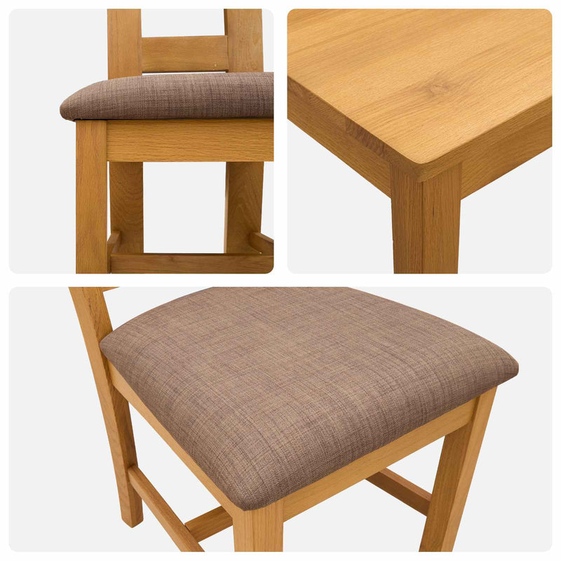 Set de dining 9 buc. Gri Lemn de stejar masiv
